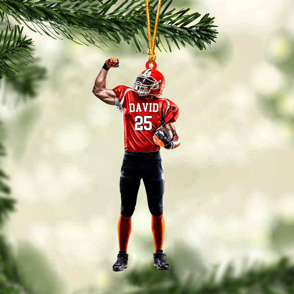 Personalized Football Acrylic Christmas Ornament, Football Team Gift For Him, Husband, Football Lovers, Football Players