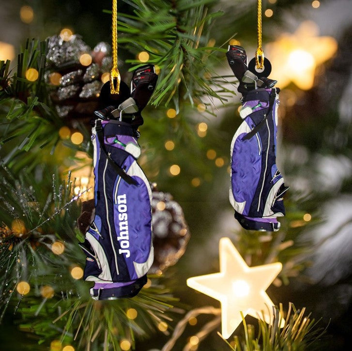 Customized Golf Bags Acrylic Ornament, Golf Cart Ornament Gift For Golf Lovers, Christmas