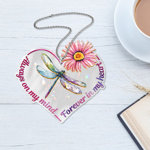 Flower Dragonfly Forever In My Heart Acrylic Ornament, Perfect Christmas Gift For Family, Friends, Holiday Decor