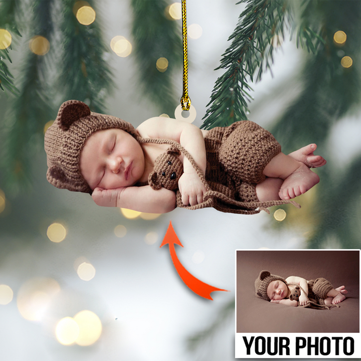 Custom Baby Photo Acrylic Ornament, Best Christmas Thanksgiving Gifts For New Baby, New Mom, New Dad, Family