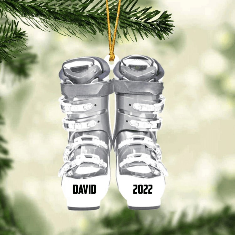 Personalized Skiing Roller Skate Christmas Acrylic Ornament, Custom Name Acrylic Ornament For Snowboarding Player