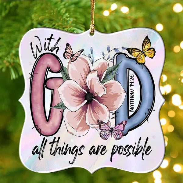 Flower Butterfly With God Christian For Women Acrylic Ornament, Perfect Christmas Gift For Family, Friends