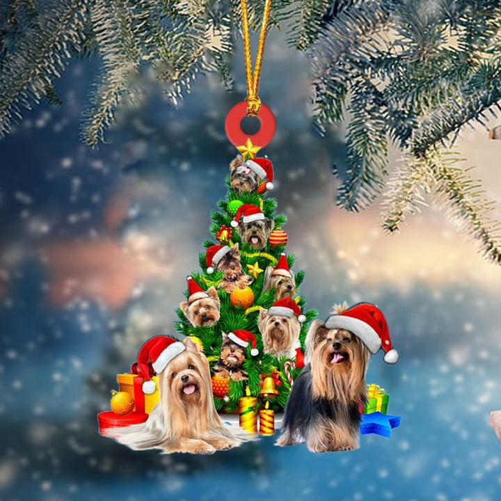 Yorkshire Terrier Dogs Christmas Tree Acrylic Ornament, Dog Gifts For Decor Home, Christmas Gift For Dog Lovers, Dog Owners