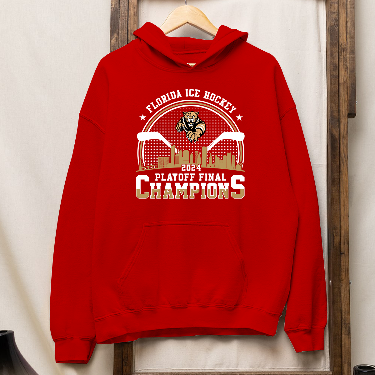 Florida Ice Hockey 2024 Playoff Final Champions Long Sleeve Shirt, Florida Hockey Skyline Shirt Gift For Florida Hockey Lovers