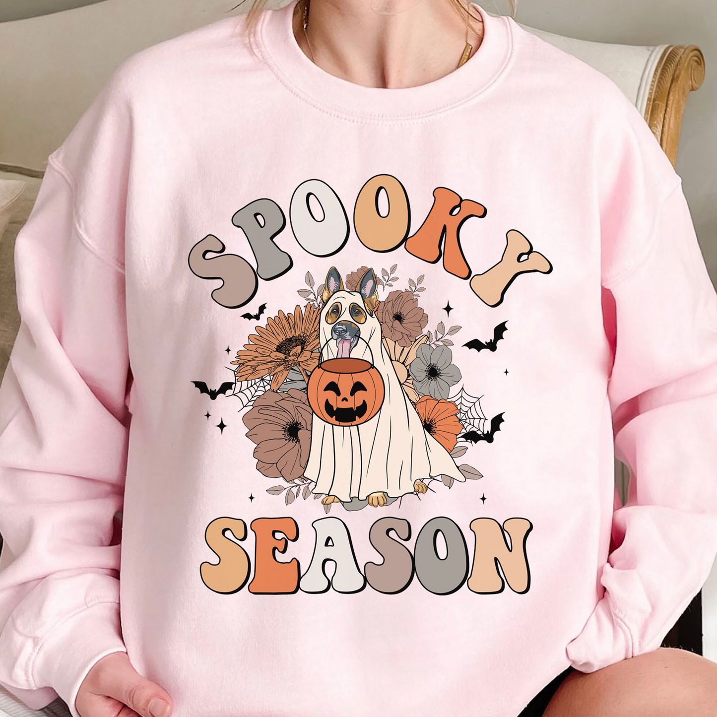 German Shepherd Spooky Season Shirt, German Shepherd Ghost Shirt, German Shepherd Halloween Shirt, Spooky Season Dog Shirt, German Shepherd