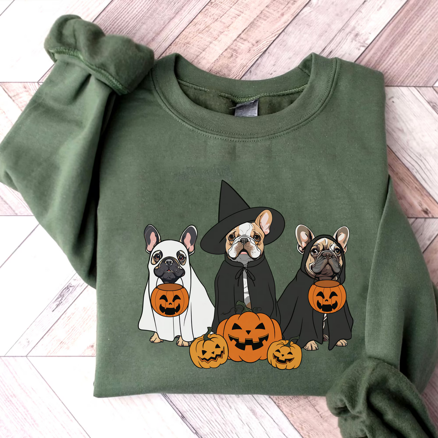 Ghost And Witch French Bulldog Sweatshirt, Ghost French Bulldog Shirt, Witch French Bulldog Shirt, Dog Lover, French Bulldog Halloween Shirt