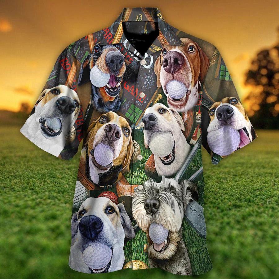 Gof Hawaiian Shirts - Golf Beach Sports, Cute Dogs Beach Hawaiian Shirt For Summer - Perfect Gift For Men, Golfer, Dog Lovers - Cerigifts