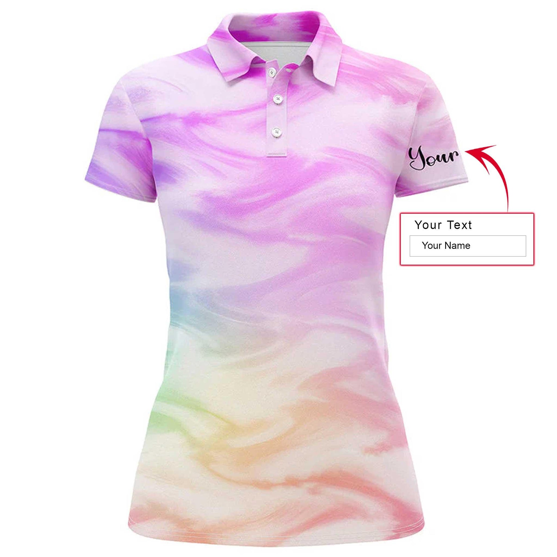 Golf Custom Name Women Polo Shirt, Colorful Watercolor Paint Personalized Women Polo Shirts, Golf Tops, Perfect Gift For Ladies, Golf Lovers, Golfers - Cerigifts