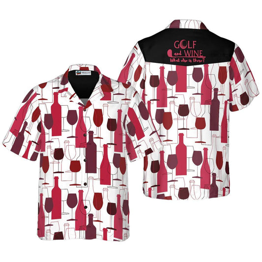 Golf Hawaiian Shirt, Golf and Wine Pattern Hawaiian Shirt, Wine Summer Aloha Shirt - Perfect Gift For Men, Women, Golf Lover, Friend, Family - Cerigifts