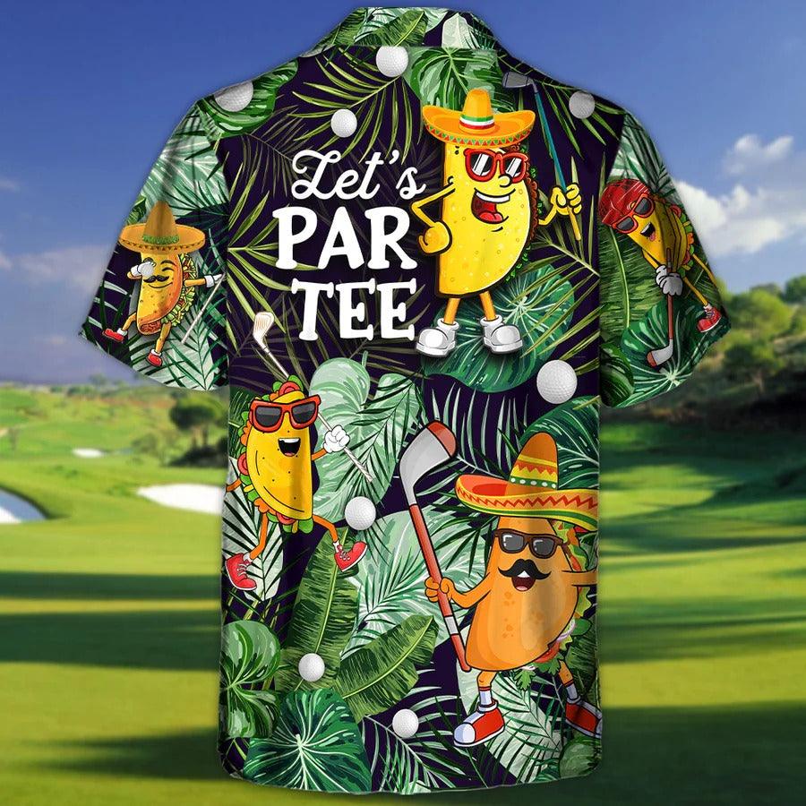Golf Hawaiian Shirts - Funny Taco Playing Golf Aloha Shirt For Summer, Let's Par Tee Tropical Leaves Hawaiian Shirt - Perfect Gift For Men, Golf Lovers, Golfers - Cerigifts