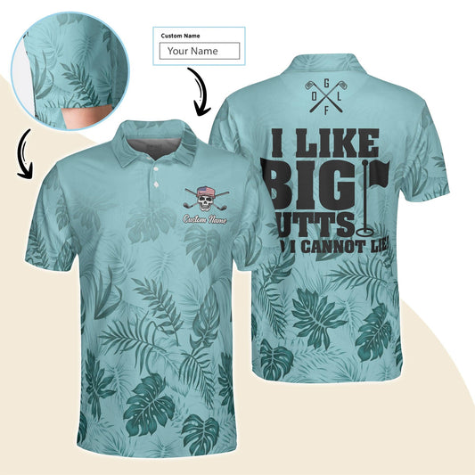 Golf Men Polo Shirt Custom Name - I Like Big Putts And I Cannot Lie Personalized Polo Shirt For Men - Gift For Golfers, Friend, Family - Cerigifts