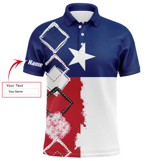 Golf Men Polo Shirt - Texas Flag Patriot Custom Name Apparel Men Golf Polo Shirt - Personalized Gift For Golf Lover, Team - Cerigifts