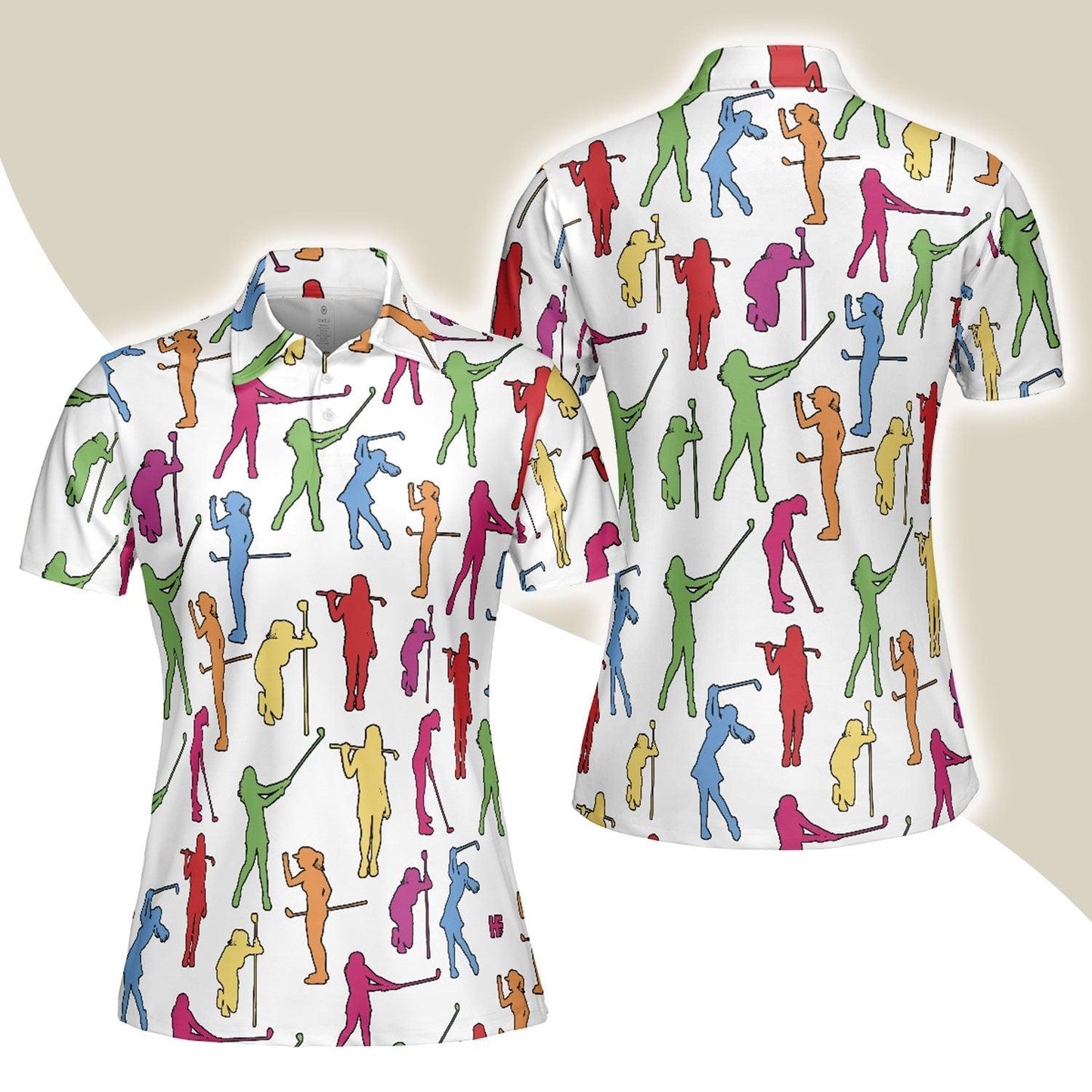 Golf Women Polo Shirt, Colorful Female Golfer White Women Polo Shirts, Gift For Golfers, Golf Lovers, Ladies, Golf Tournament, Golf Coach, Golf Club - Cerigifts