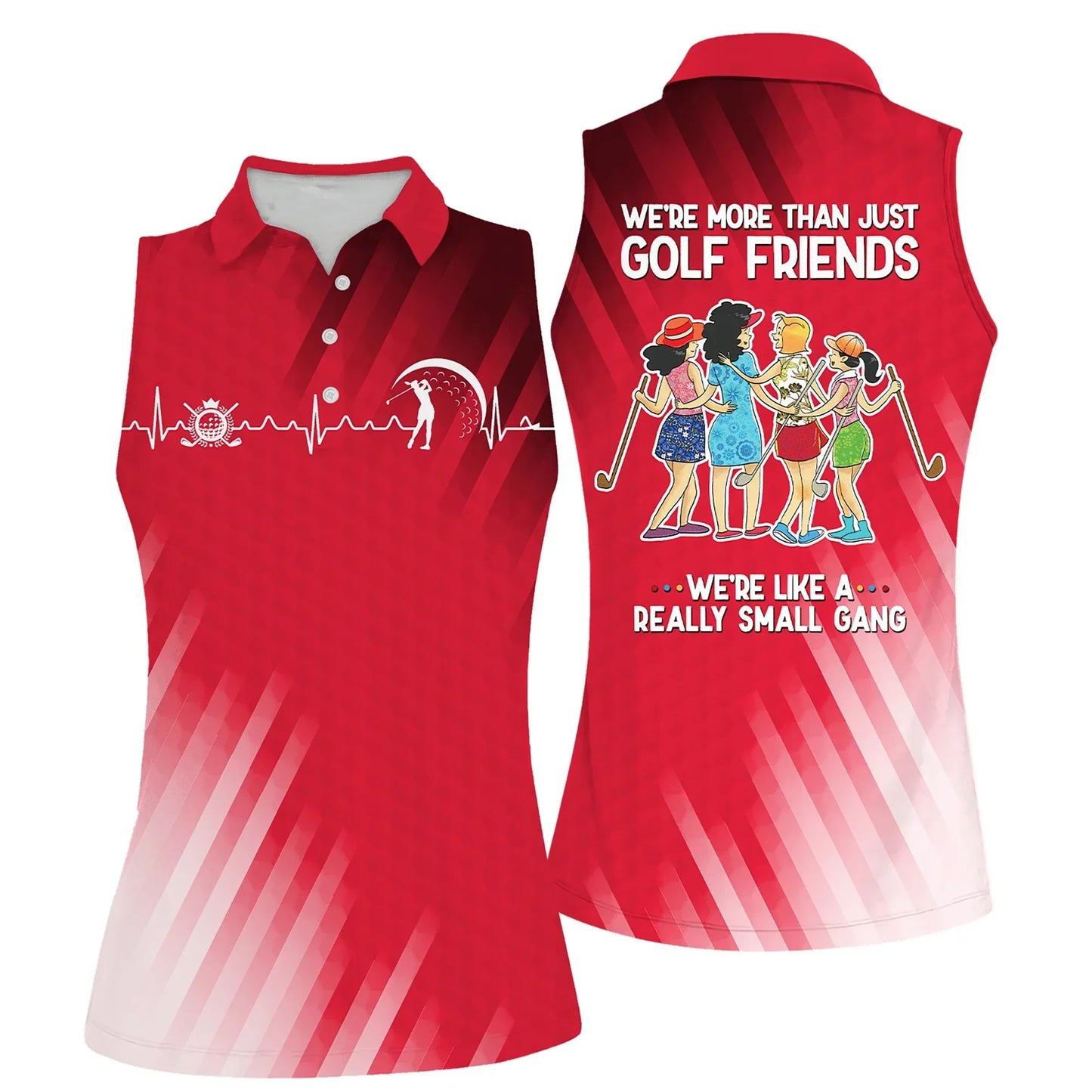 Golf Women Polo Shirt, Golf Friends Nice Shot Team Heartbeat Multicolor Women Polo Shirt - Gift For Mother's Day, Golfers, Female, Golf Lover - Cerigifts