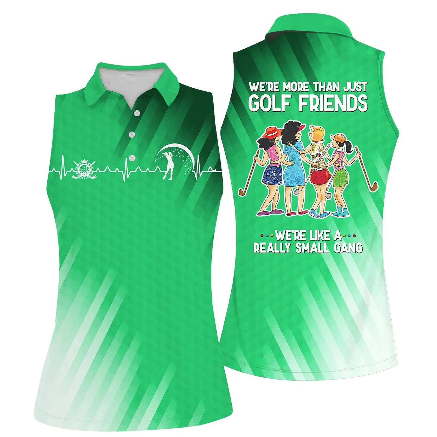 Golf Women Polo Shirt, Golf Friends Nice Shot Team Heartbeat Multicolor Women Polo Shirt - Gift For Mother's Day, Golfers, Female, Golf Lover - Cerigifts