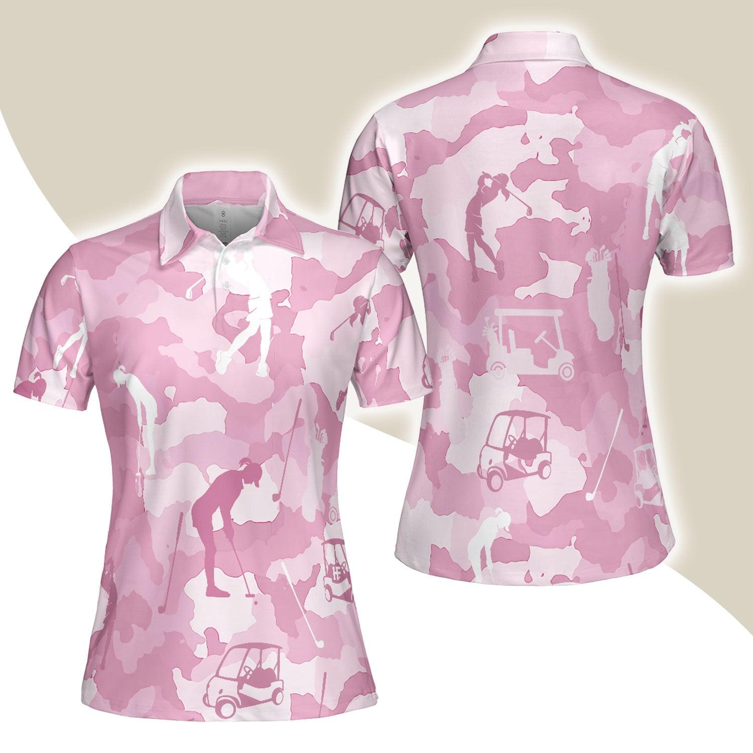 Golf Women Polo Shirt, Golf Girl Camouflage Pink And Light Pink Camo Women Polo Shirts, Cool Golf Gift For Female Golfers, Ladies, Golf Lovers - Cerigifts