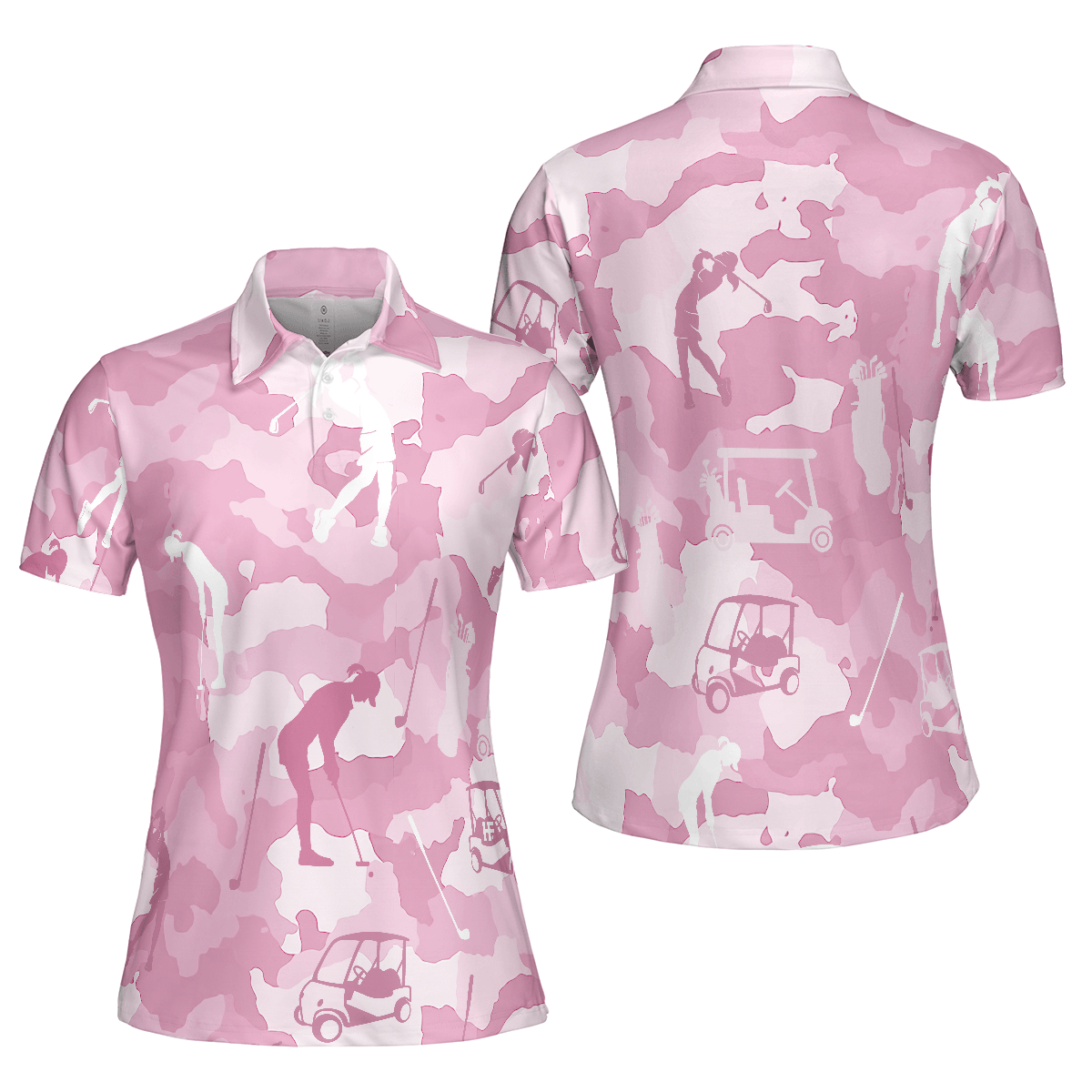 Golf Women Polo Shirt, Golf Girl Camouflage Pink And Light Pink Camo Women Polo Shirts, Cool Golf Gift For Female Golfers, Ladies, Golf Lovers - Cerigifts