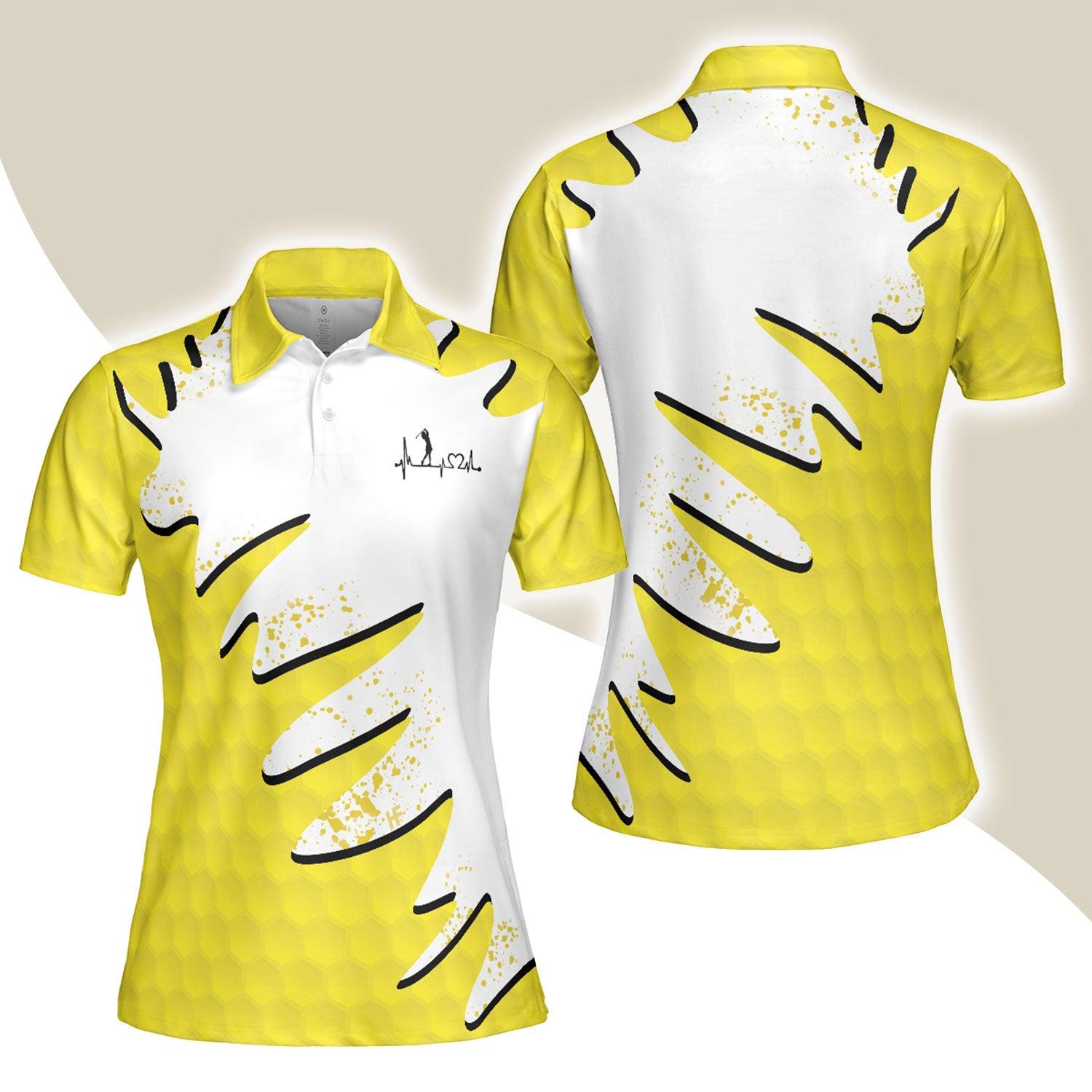 Golf Women Polo Shirt, Sporty And Cute Golf Girl Golf Women Polo Shirts, White And Yellow Golf Shirt For Ladies - Perfect Gift For Golfer, Golf Lovers - Cerigifts