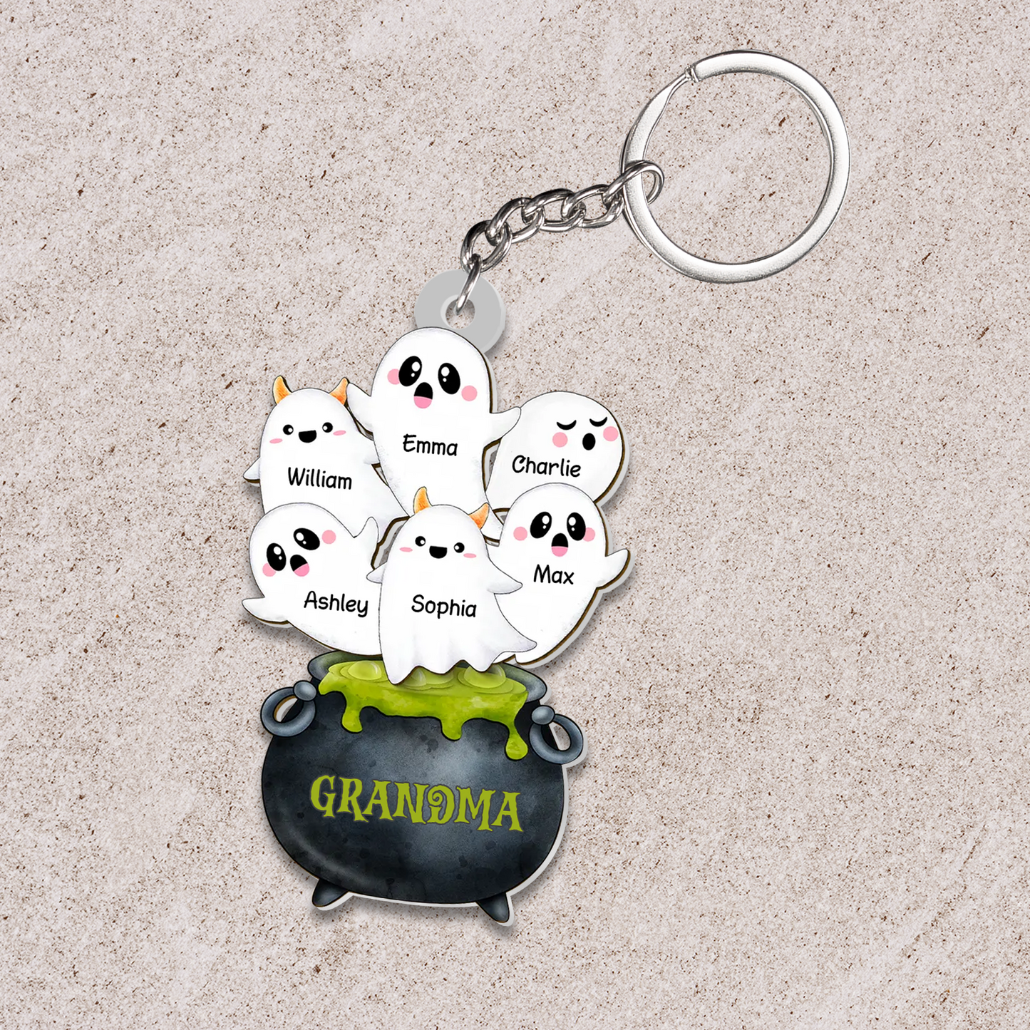 Grandma Potion Pot Boo Grandkids Personalized Acrylic Ornament, Best Halloween Decor Gift For Grandma, Nana, Mom