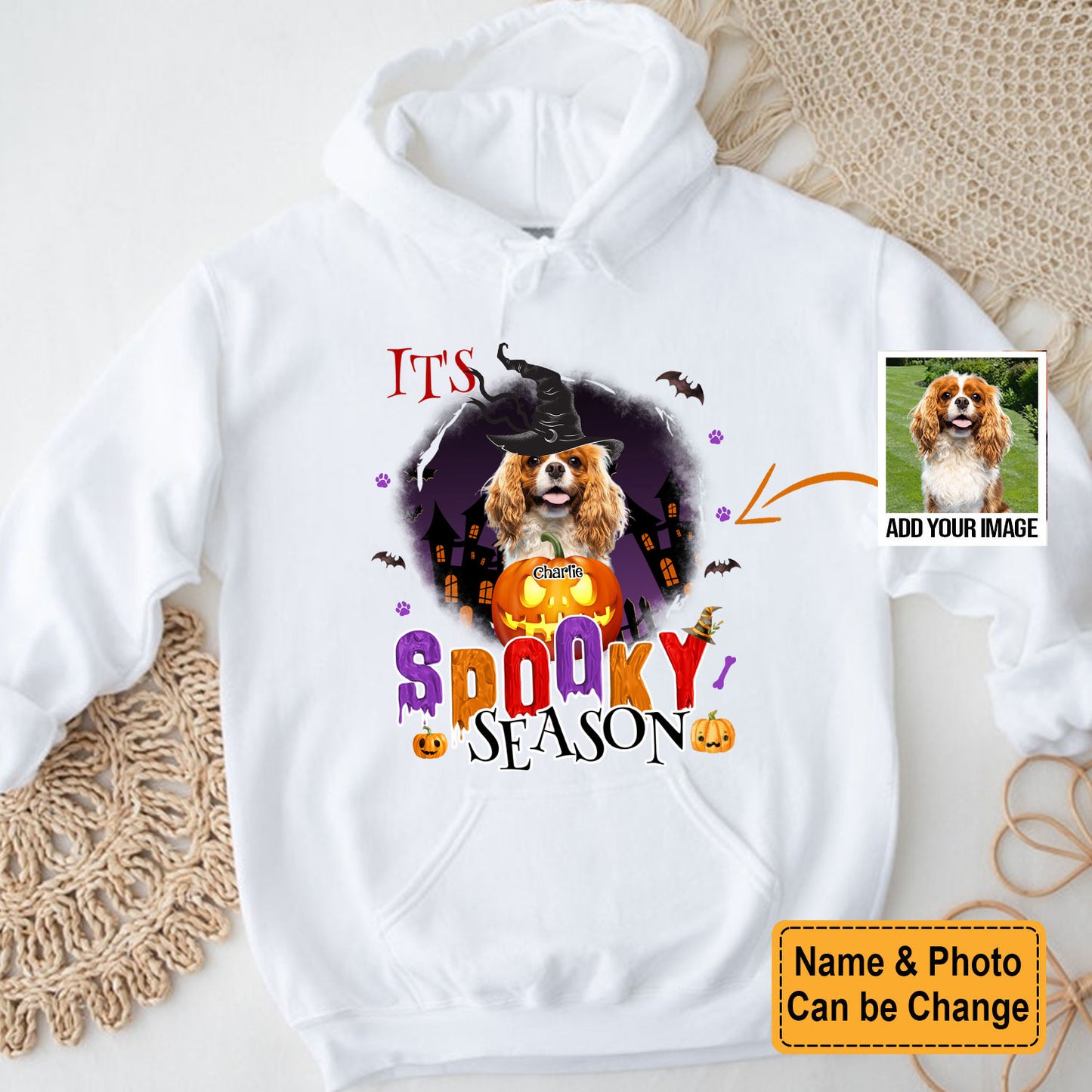 Halloween Sweet Funny Gifts For Dog Mom, Dog Lovers, Custom Dog Photo And Name T-Shirt Sweatshirt Hoodie, It's Spooky Season Shirt