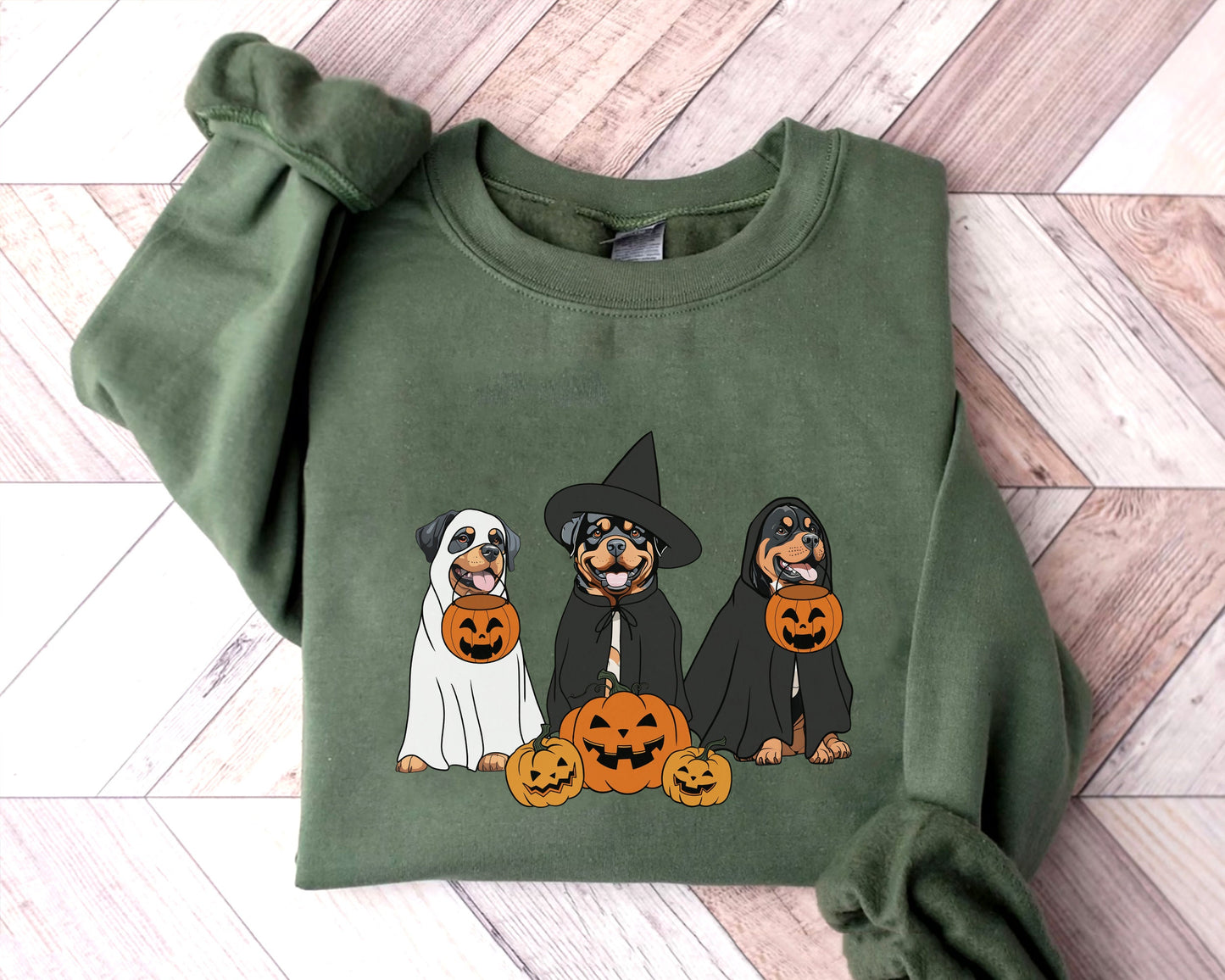 Ghost And Witch Rottweiler Sweatshirt, Ghost Rottweiler Shirt, Witch Rottweiler Shirt, Dog Lover, Rottweiler Halloween Sweatshirt