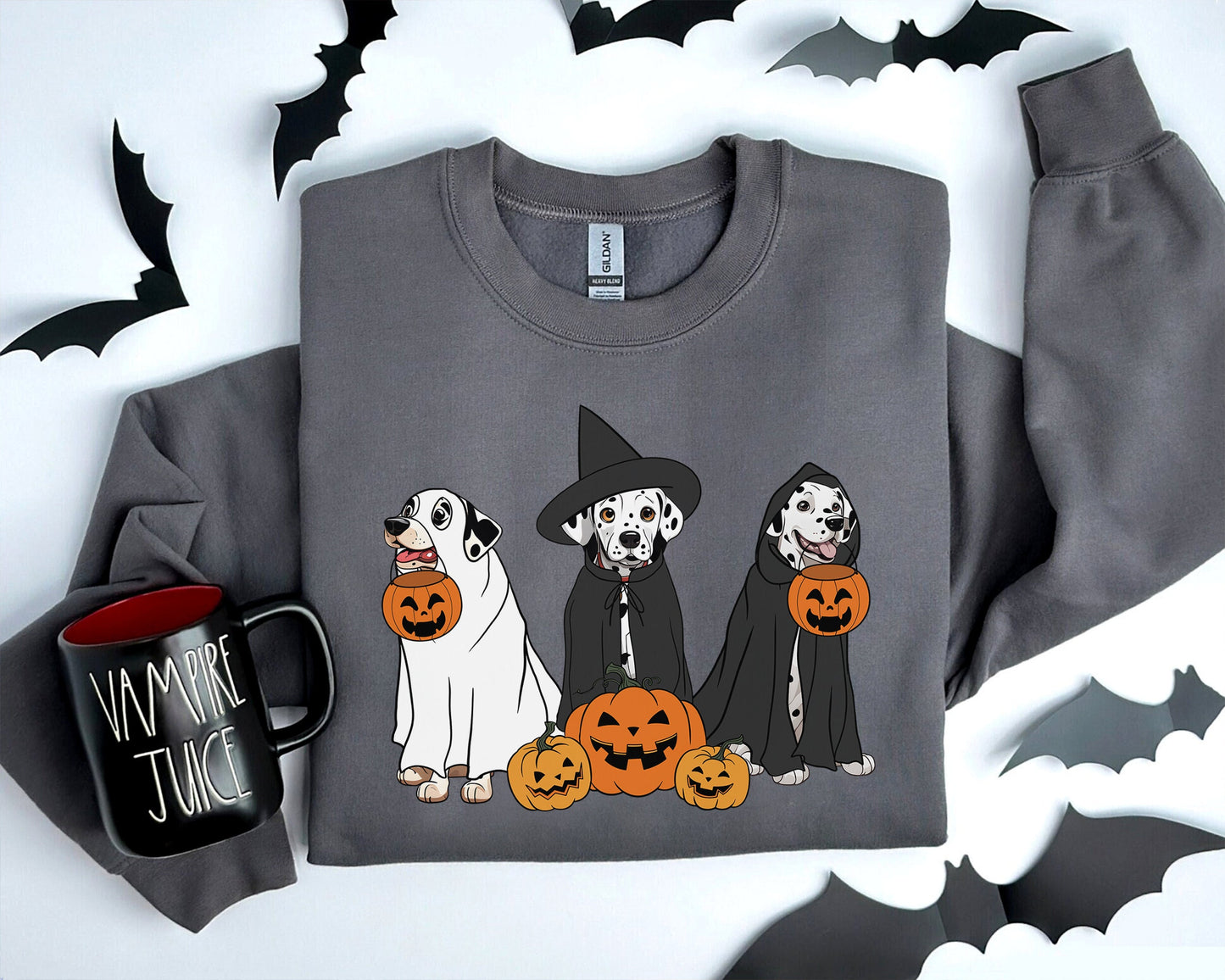 Ghost And Witch Dalmatian Sweatshirt, Ghost Dalmatian Shirt, Witch Dalmatian Shirt, Dalmatian Halloween Sweatshirt, Ghost And Witch Dog Tee