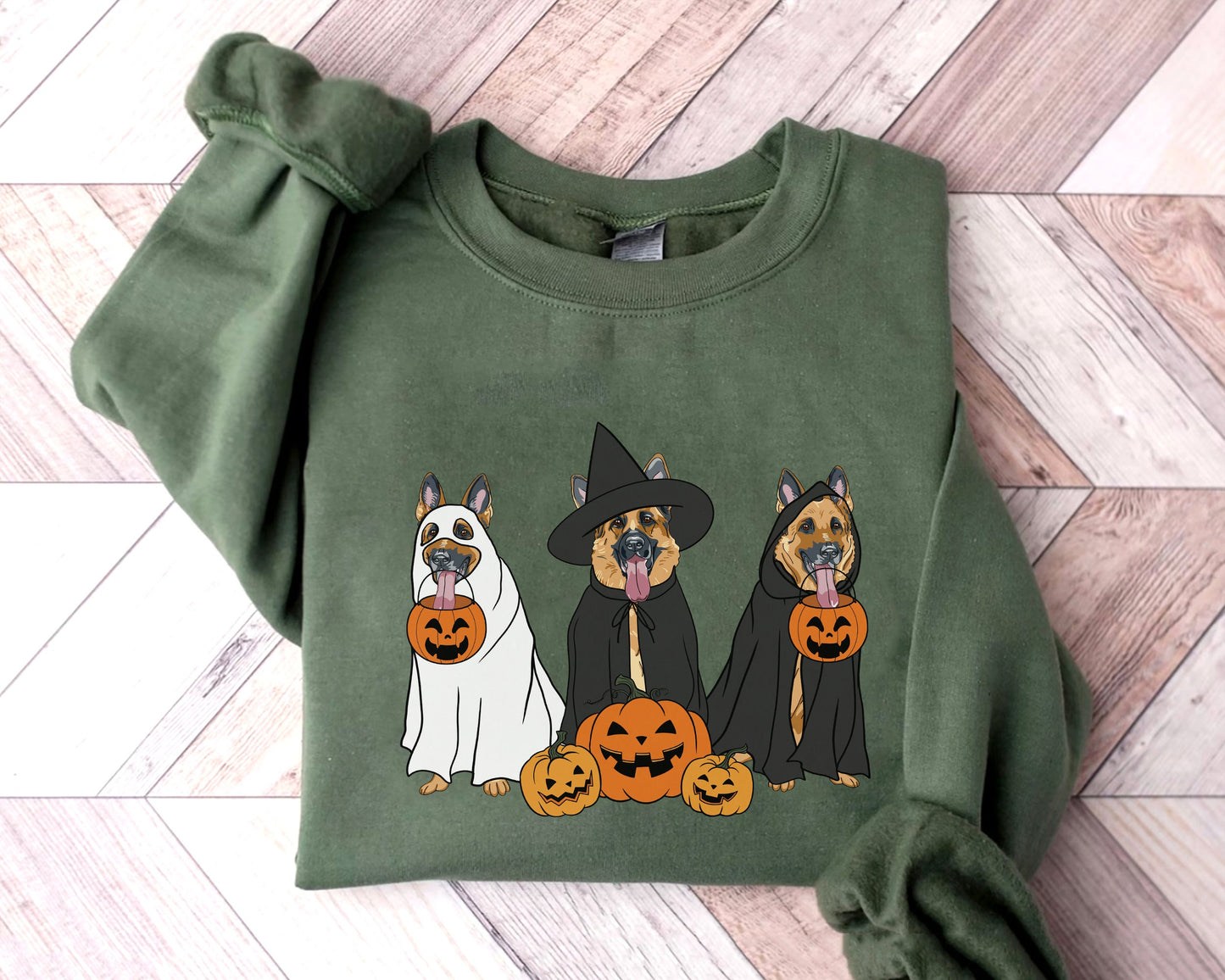 Ghost And Witch German Shepherd Sweatshirt, Ghost German Shepherd Shirt, Witch German Shepherd Shirt, German Shepherd Halloween Shirt
