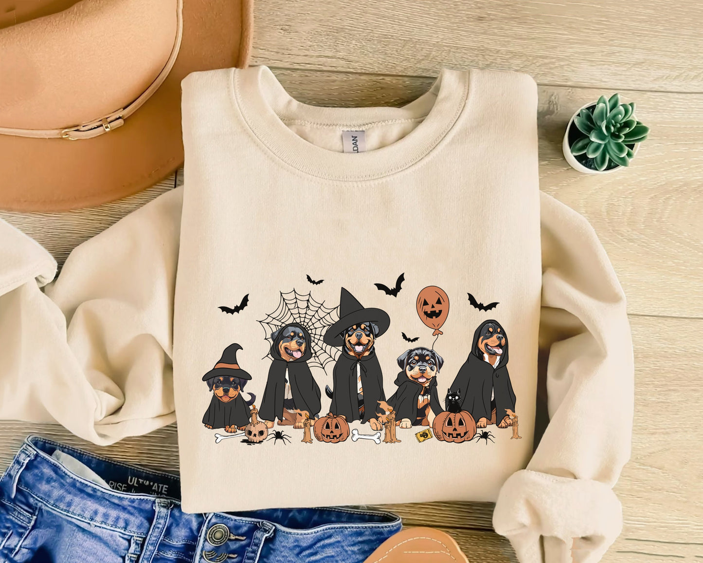 Rottweiler Witch Sweatshirt, Rottweiler Halloween Shirt, Witch Rottweiler Dog Shirt, Witch Dog Halloween Shirt