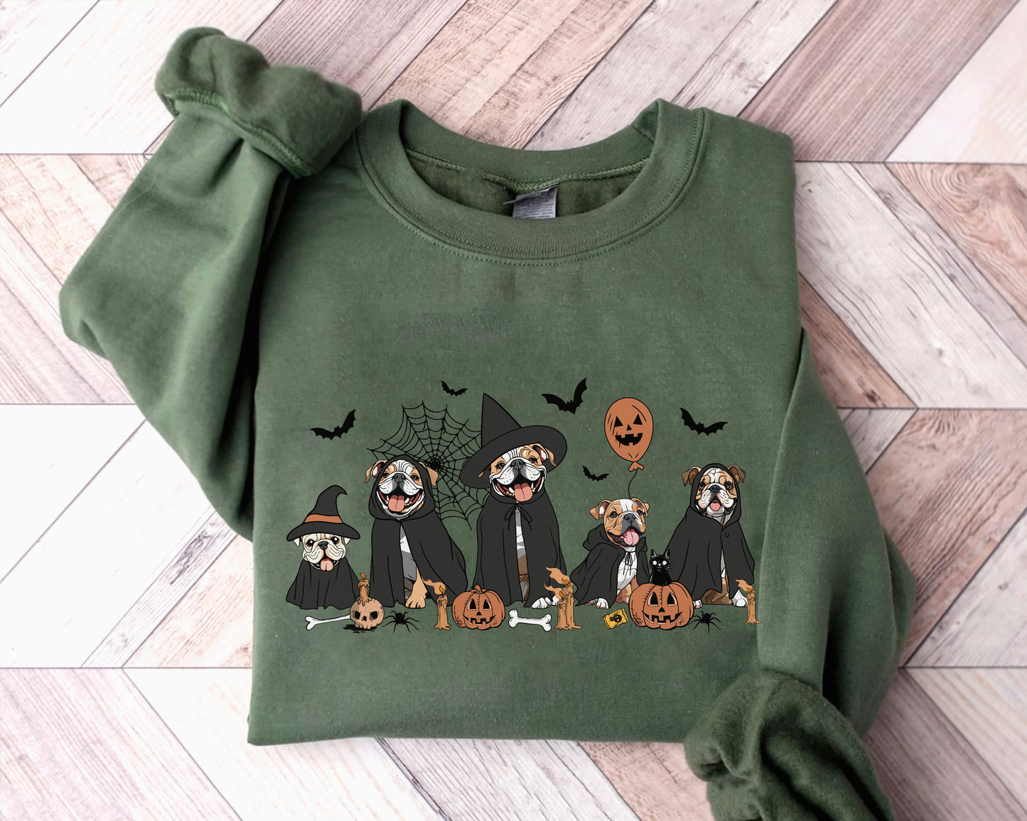 Bulldog Shirt, Bulldog Halloween Shirt, Witch Bulldog Shirt, Witch Dog Shirt, Halloween Dog Gift, Ghost And Witch Dog Tee, Halloween Bulldog