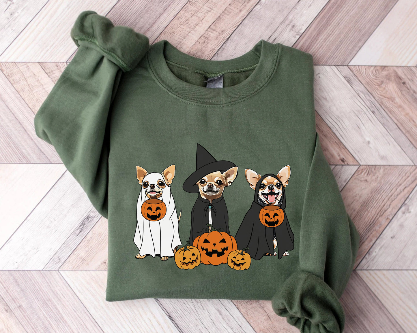 Ghost And Witch Chihuahua Sweatshirt, Ghost Chihuahua Shirt, Witch Chihuahua Shirt, Chihuahua Halloween Sweatshirt, Ghost And Witch Dog Tee