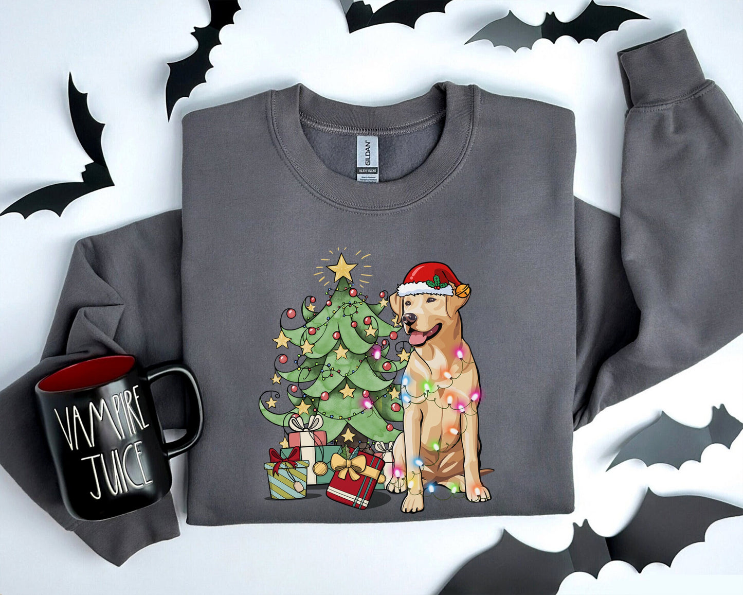 Labrador Retriever Christmas Sweatshirt, Labrador Retriever Shirt, Labrador Retriever Xmas Tee, Labrador Retriever Christmas Tree Light Tee