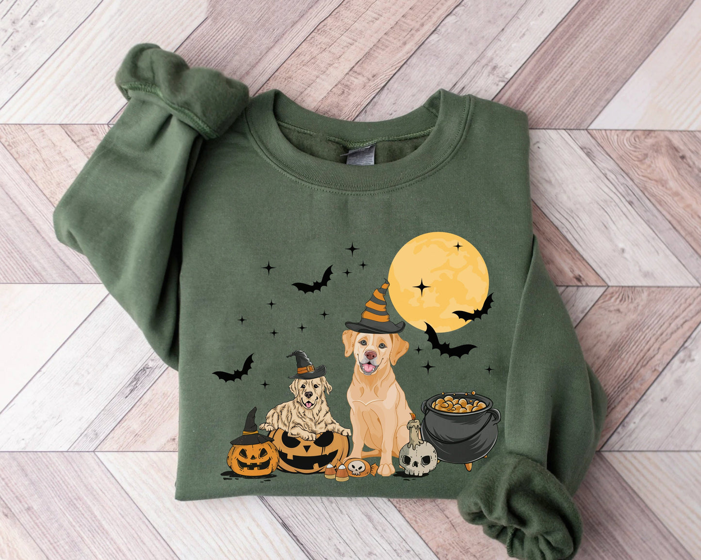 Golden Retriever Dog And Moon Shirt, Ghost And Witch Golden Retriever Shirt, Golden Retriever Halloween Shirt