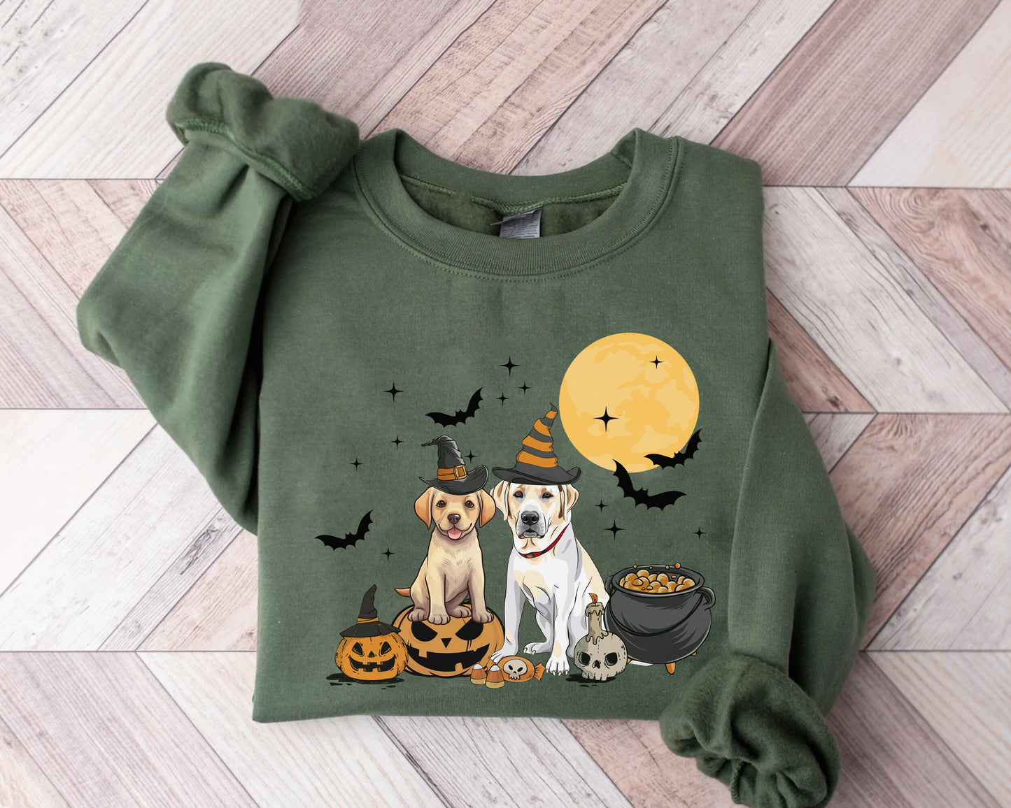 Labrador Retriever Dog And Moon Sweatshirt, Witch Labrador Retriever Shirt, Labrador Retriever Halloween Shirt, Labrador Retriever Moonlight