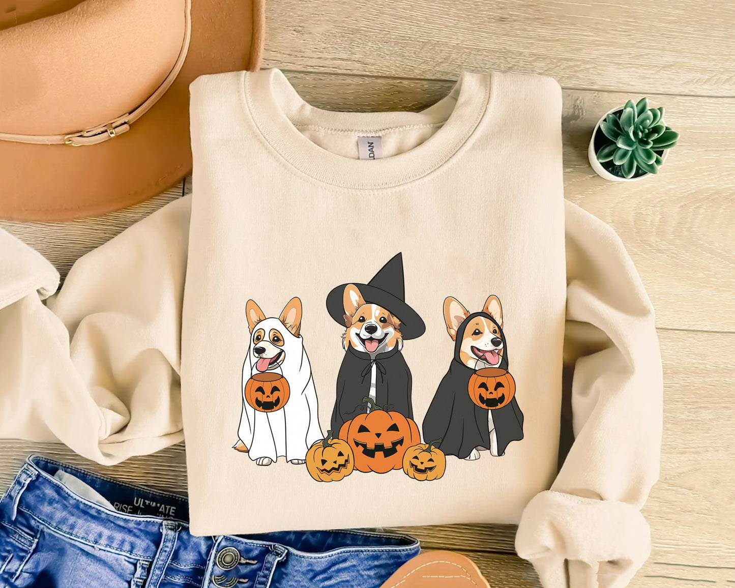 Ghost And Witch Corgi Sweatshirt, Ghost Corgi Shirt, Witch Corgi Shirt, Corgi Halloween Sweatshirt, Ghost And Witch Dog Shirt, Corgi Shirt
