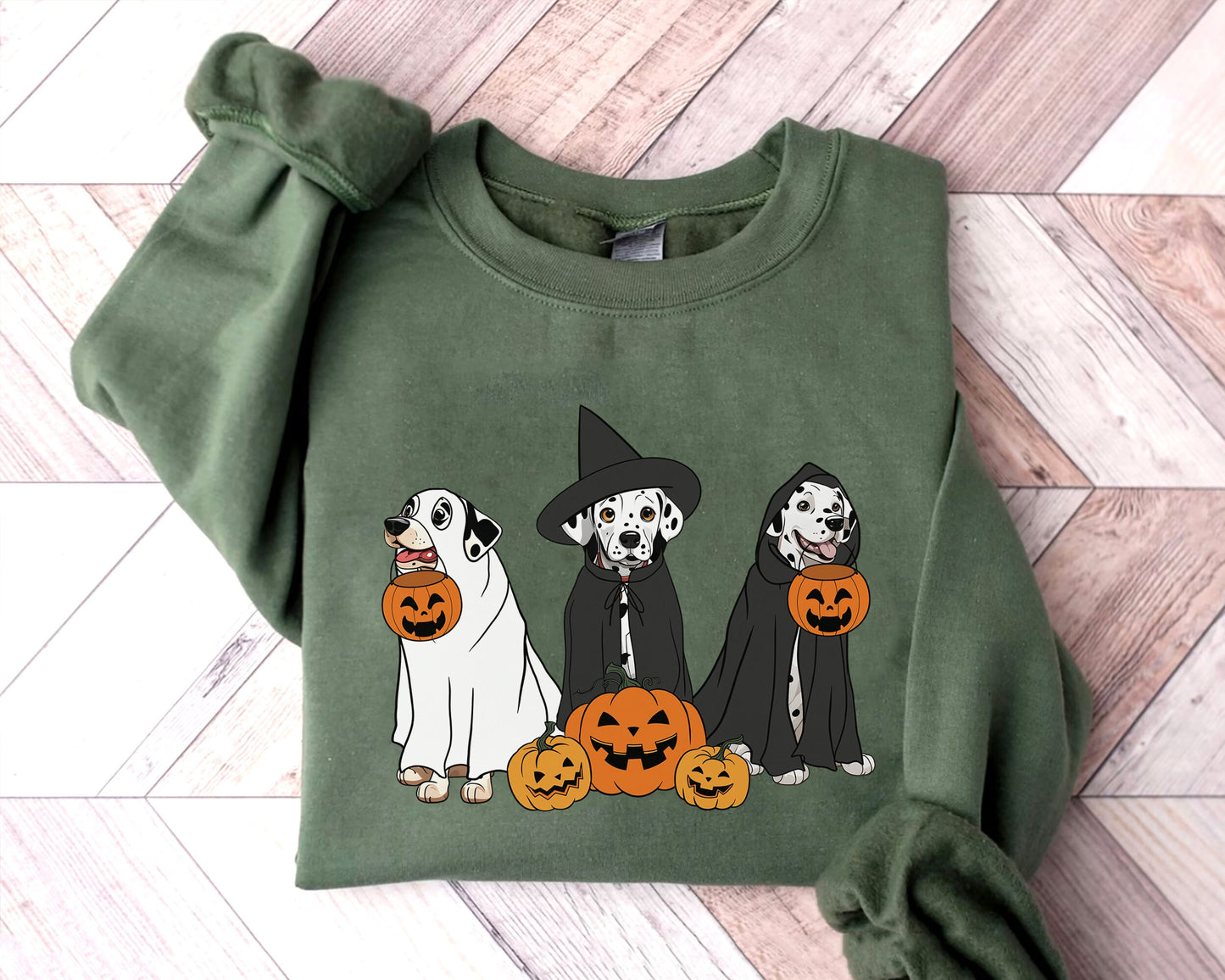 Ghost And Witch Dalmatian Sweatshirt, Ghost Dalmatian Shirt, Witch Dalmatian Shirt, Dalmatian Halloween Sweatshirt, Ghost And Witch Dog Tee