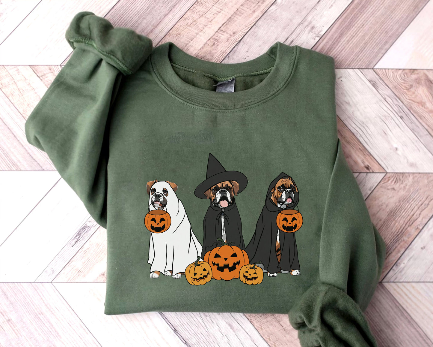 Ghost And Witch Boxer Sweatshirt, Ghost Boxer Shirt, Witch Boxer Shirt, Boxer Halloween Sweatshirt, Ghost And Witch Dog Tee, Boxer Dog Tee