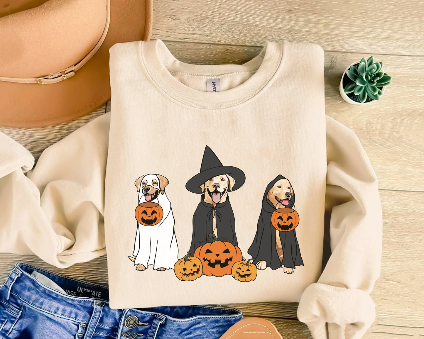 Ghost And Witch Labrador Retriever Sweatshirt, Ghost Labrador Retriever Shirt, Witch Labrador Retriever Shirt, Labrador Retriever Halloween