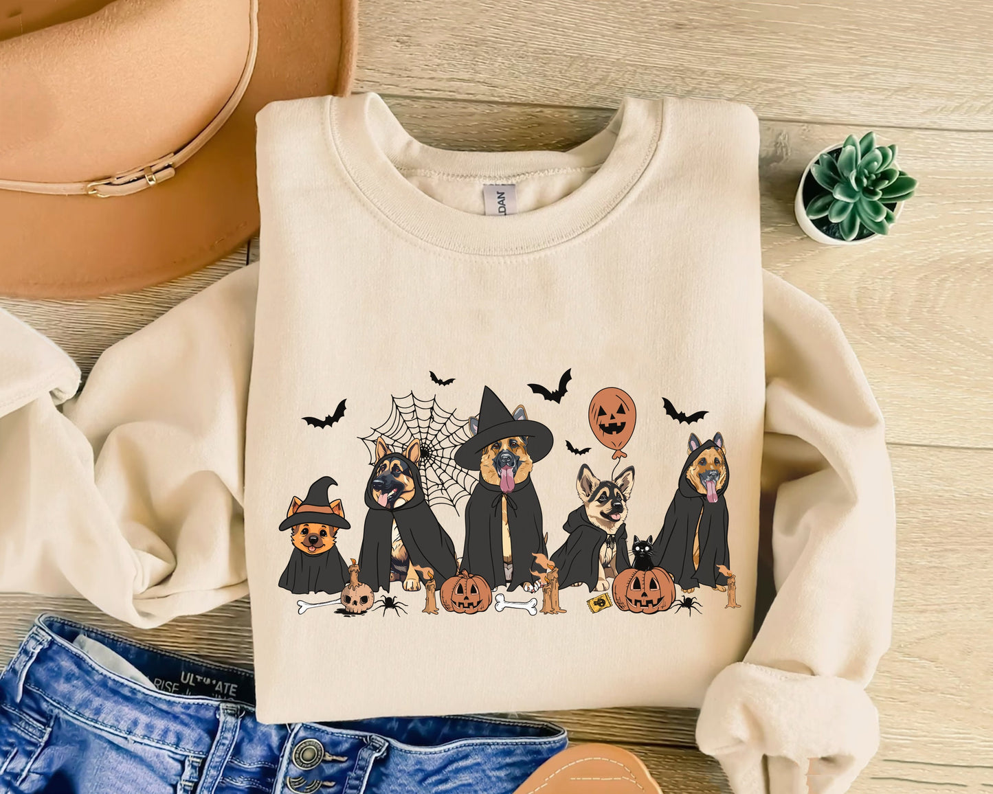 German Shepherd Shirt, German Shepherd Halloween Shirt, Witch German Shepherd Shirt, Witch Dog Shirt, Ghost And Witch Shirt, German Shepherd