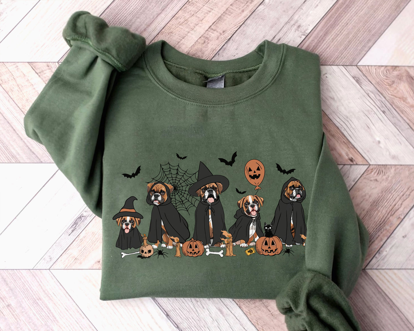 Boxer Sweatshirt, Boxer Halloween Shirt, Witch Boxer Shirt, Witch Dog Shirt, Halloween Dog Shirt, Ghost And Witch Dog Shirt, Halloween Boxer