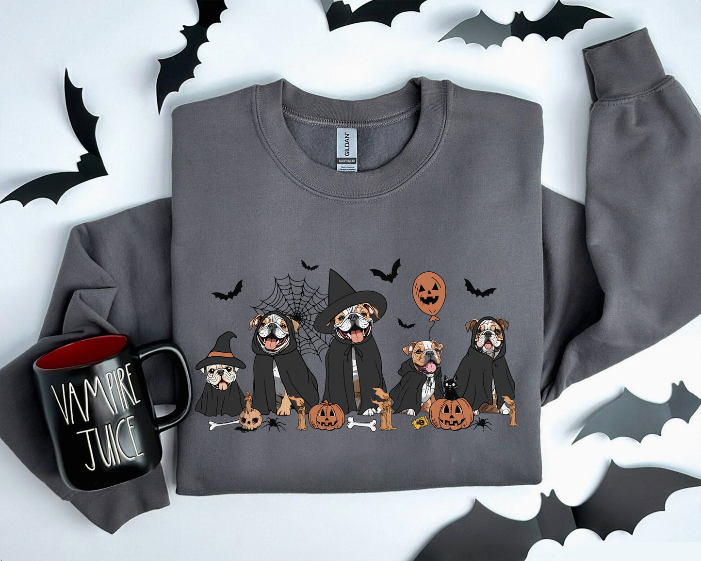 Bulldog Shirt, Bulldog Halloween Shirt, Witch Bulldog Shirt, Witch Dog Shirt, Halloween Dog Gift, Ghost And Witch Dog Tee, Halloween Bulldog