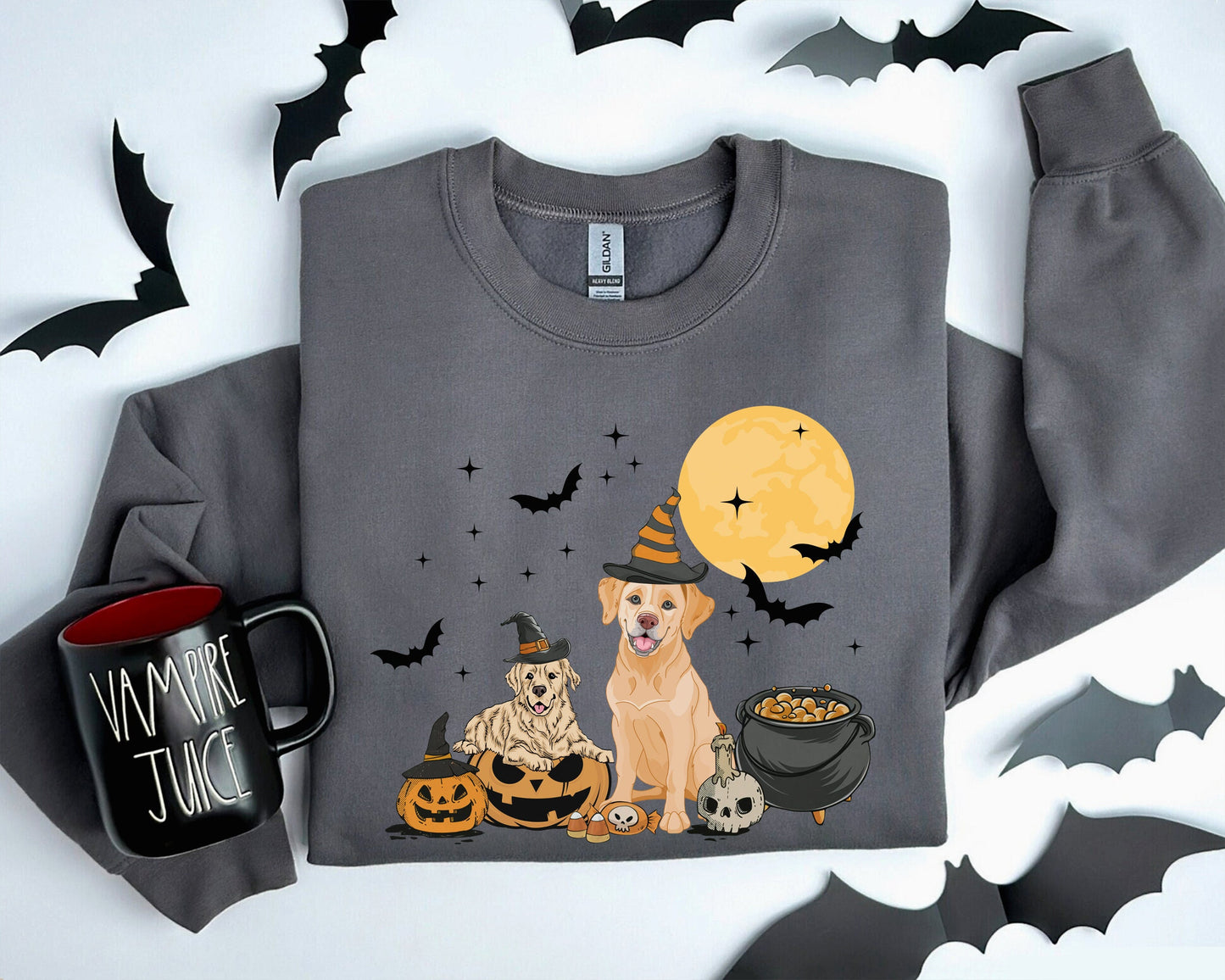Golden Retriever Dog And Moon Shirt, Ghost And Witch Golden Retriever Shirt, Golden Retriever Halloween Shirt