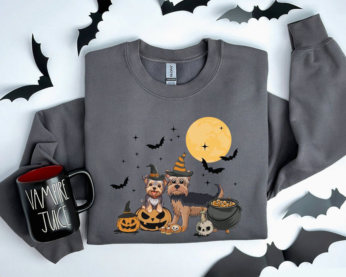 Yorkshire Terrier Dog And Moon Sweatshirt, Witch Yorkshire Terrier Shirt, Yorkshire Terrier Halloween Shirt, Yorkshire Terrier Moonlight Tee