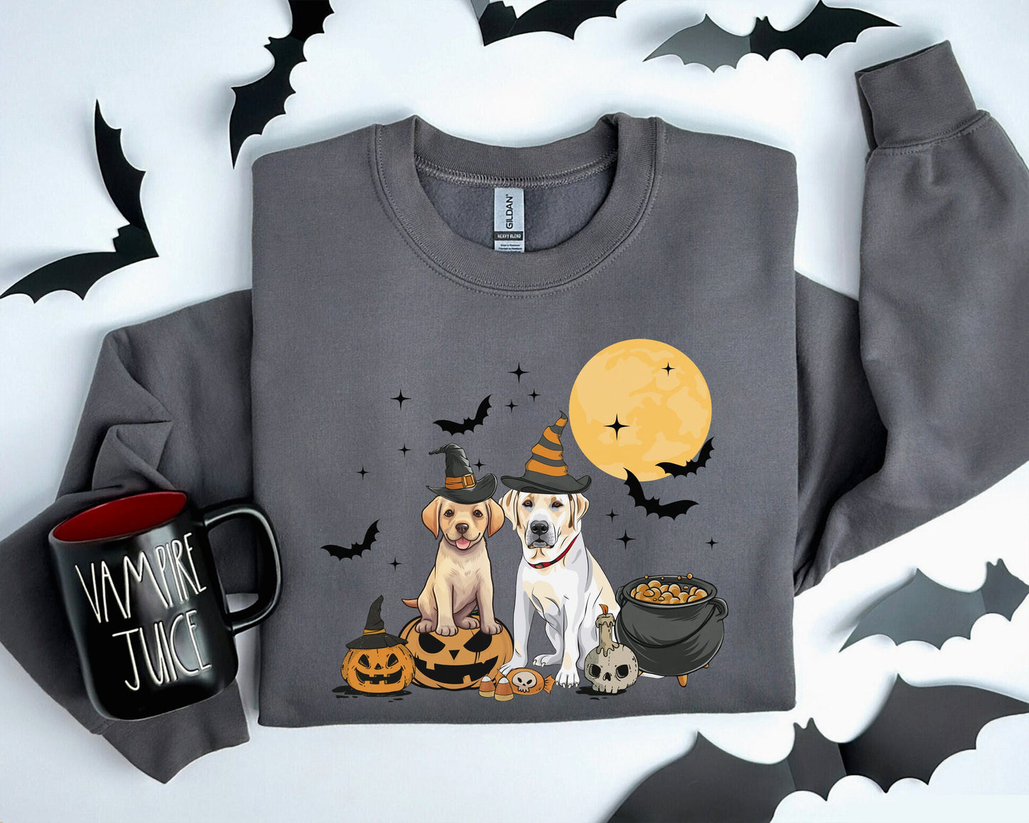 Labrador Retriever Dog And Moon Sweatshirt, Witch Labrador Retriever Shirt, Labrador Retriever Halloween Shirt, Labrador Retriever Moonlight