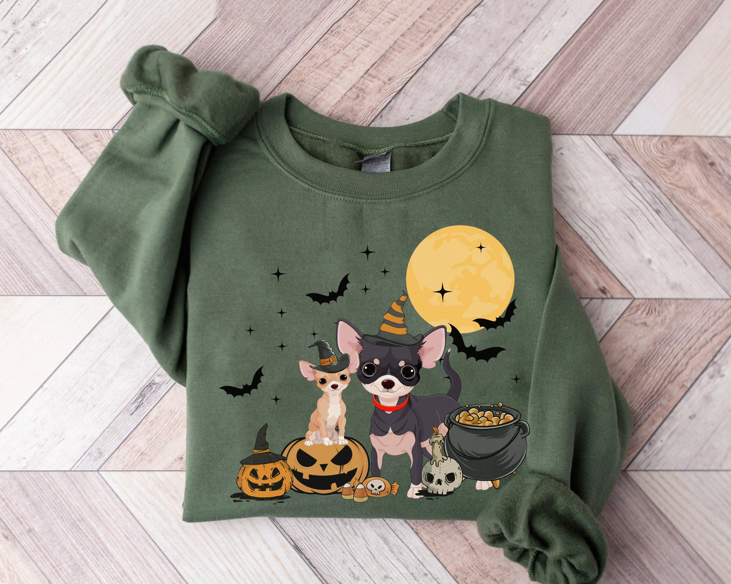 Chihuahua Dog And Moon Sweatshirt, Ghost And Witch Chihuahua Sweatshirt, Witch Chihuahua Shirt, Chihuahua Halloween Tee, Chihuahua Moonlight