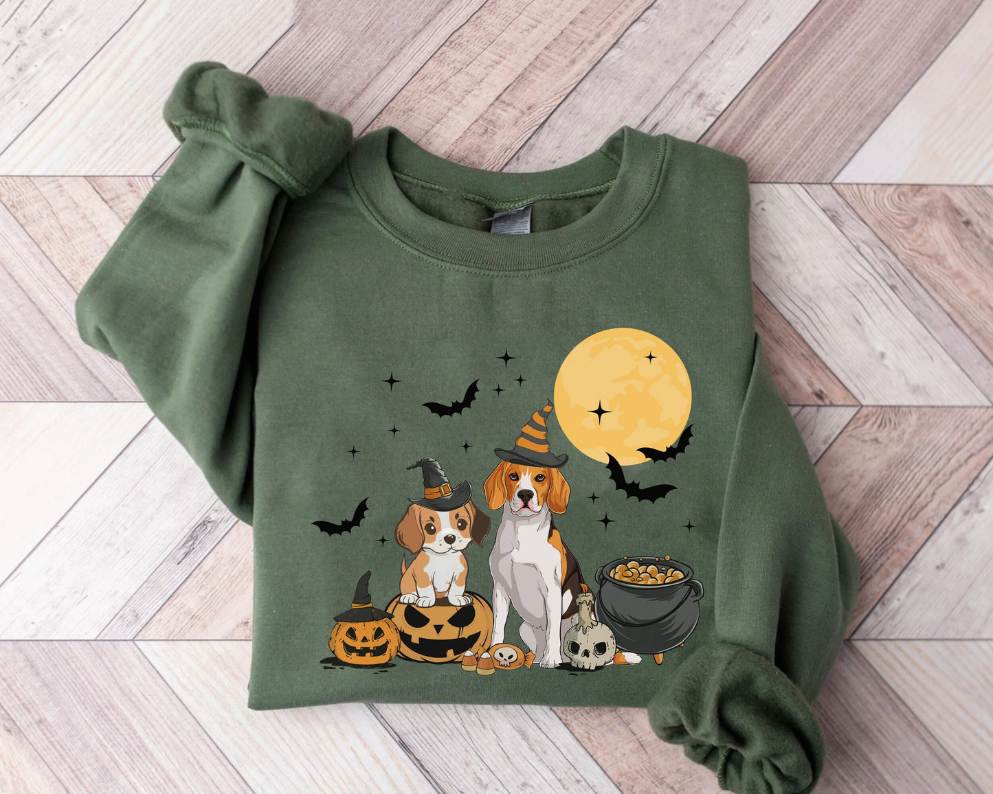 Beagle Dog And Moon Sweatshirt, Ghost And Witch Beagle Sweatshirt, Witch Beagle Shirt, Beagle Halloween Sweatshirt, Beagle Moonlight Shirt