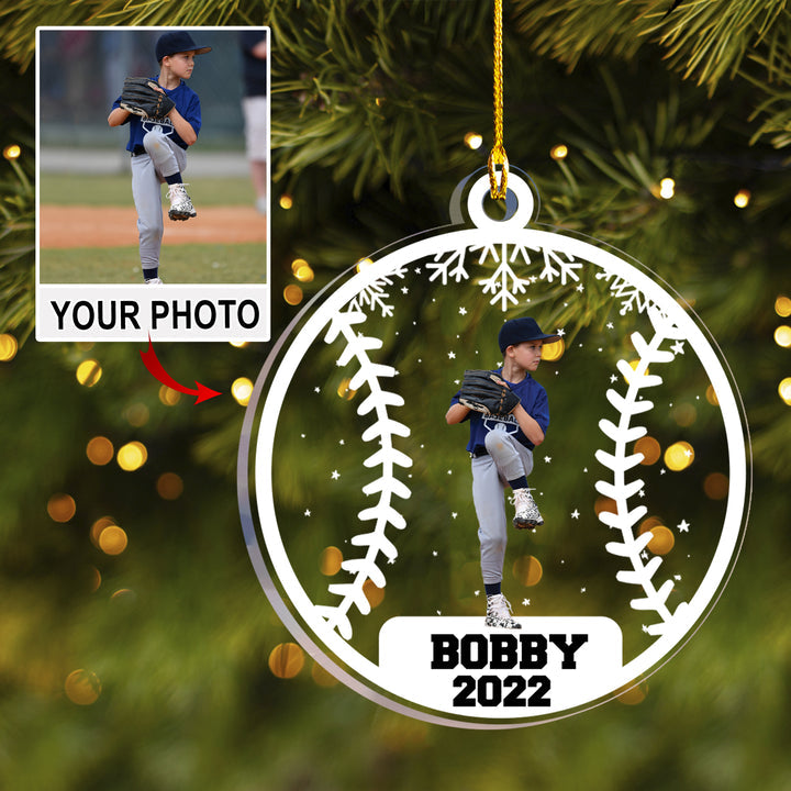 Personalized Baseball Photo Acrylic Ornament, Best Christmas Gifts For Baseball Lovers
