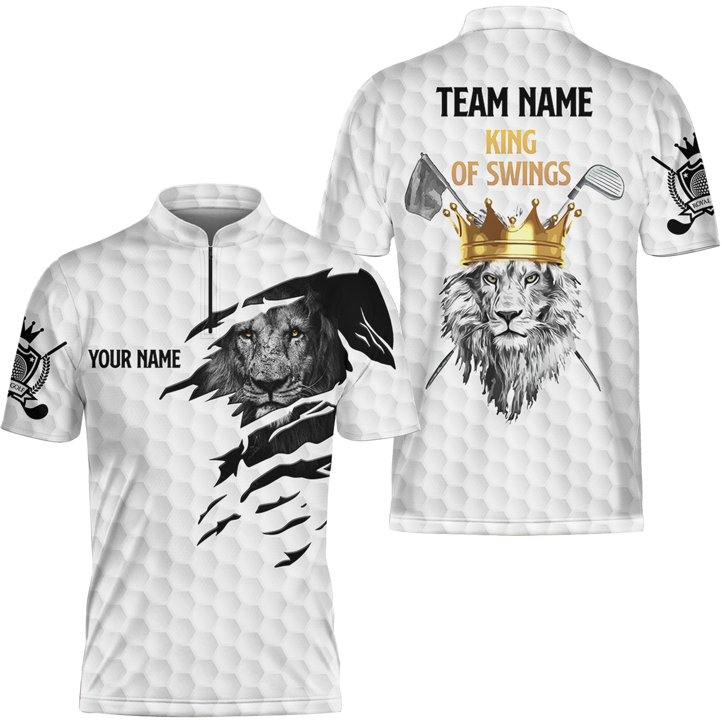 Personalized King Of Swings Lion Golf Quarter Zip Jersey, Golf Custom Shirt For Golf Players, Gift For Golfers