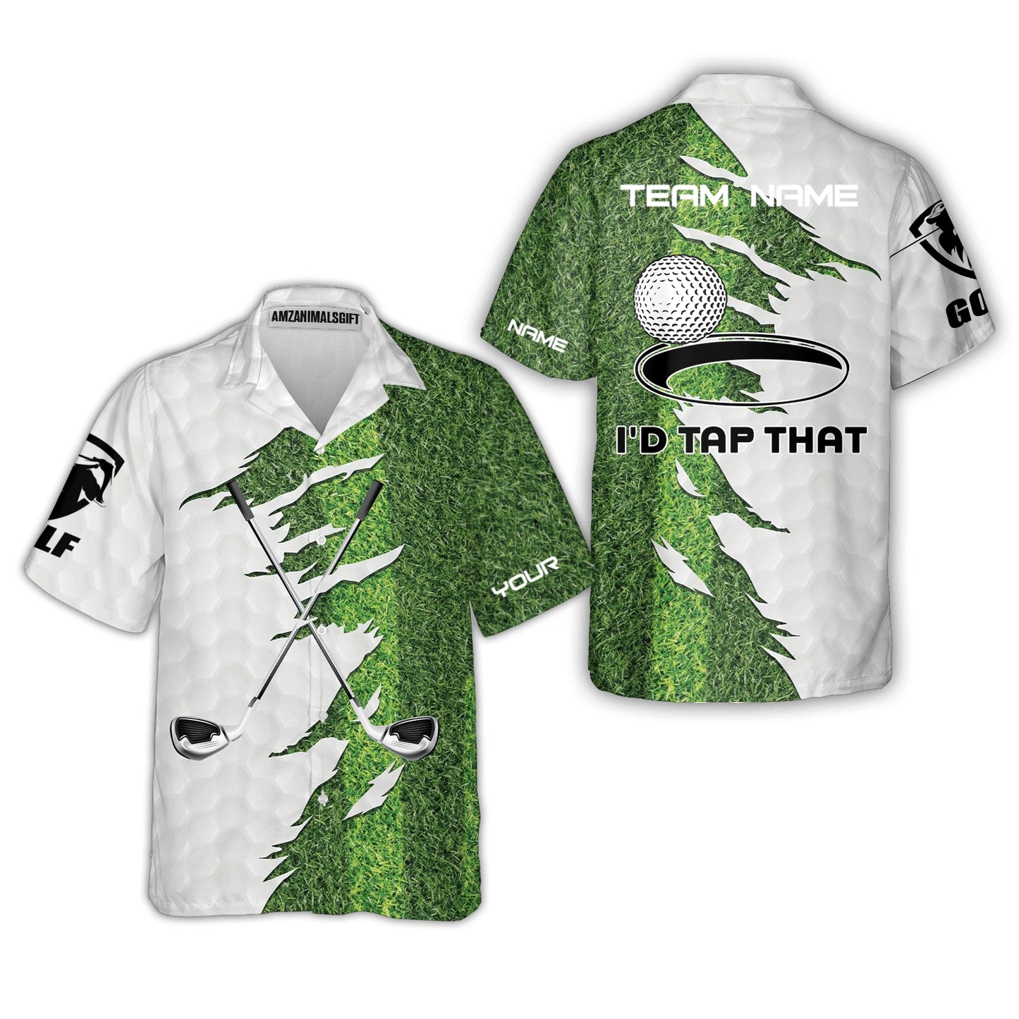 Green Golf Course Hawaiian Shirt, I'd Tap That Golf Polo Shirt For Men, Gift Idea For Male Players, Gift For Golfers