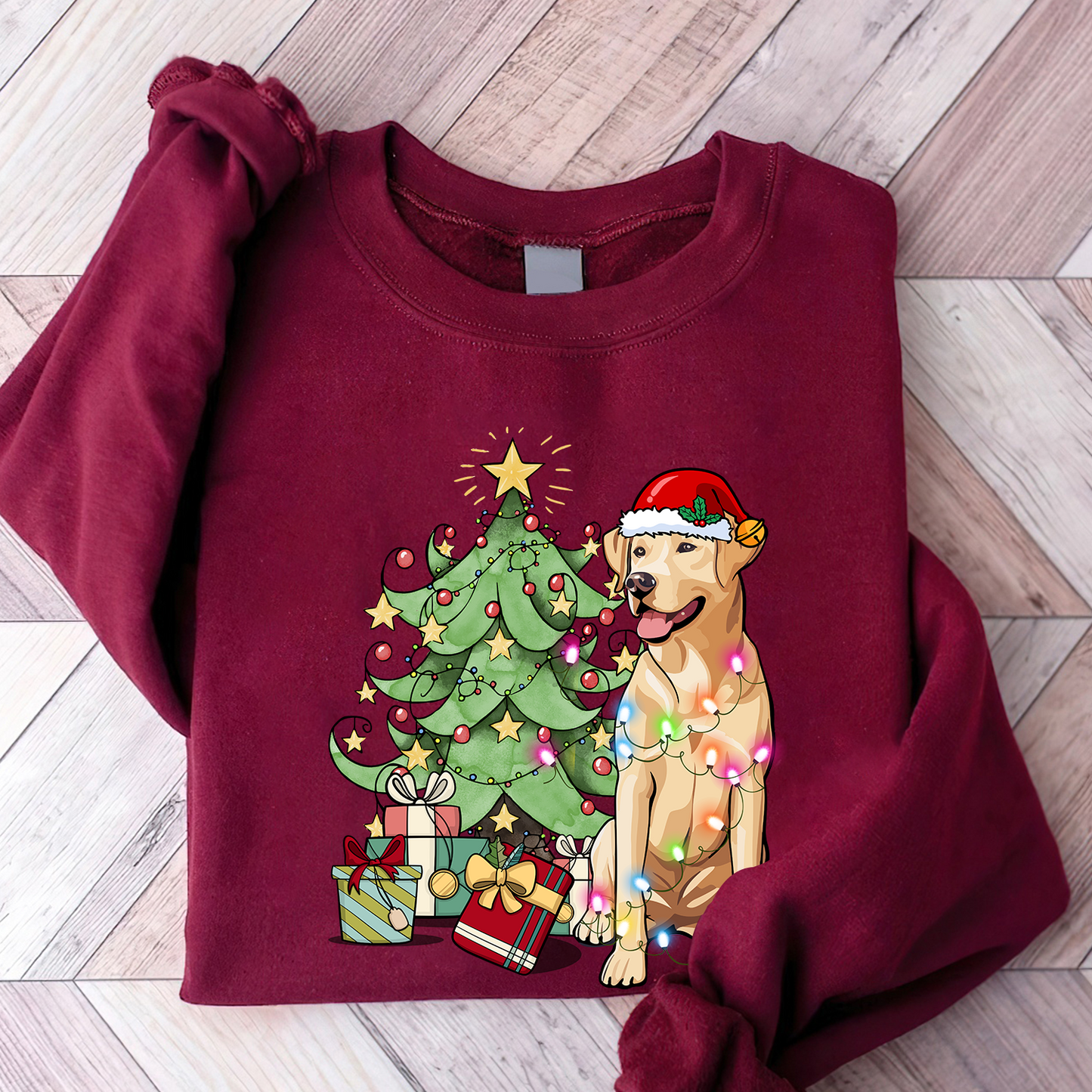 Labrador Retriever Christmas Sweatshirt, Labrador Retriever Shirt, Labrador Retriever Xmas Tee, Labrador Retriever Christmas Tree Light Tee