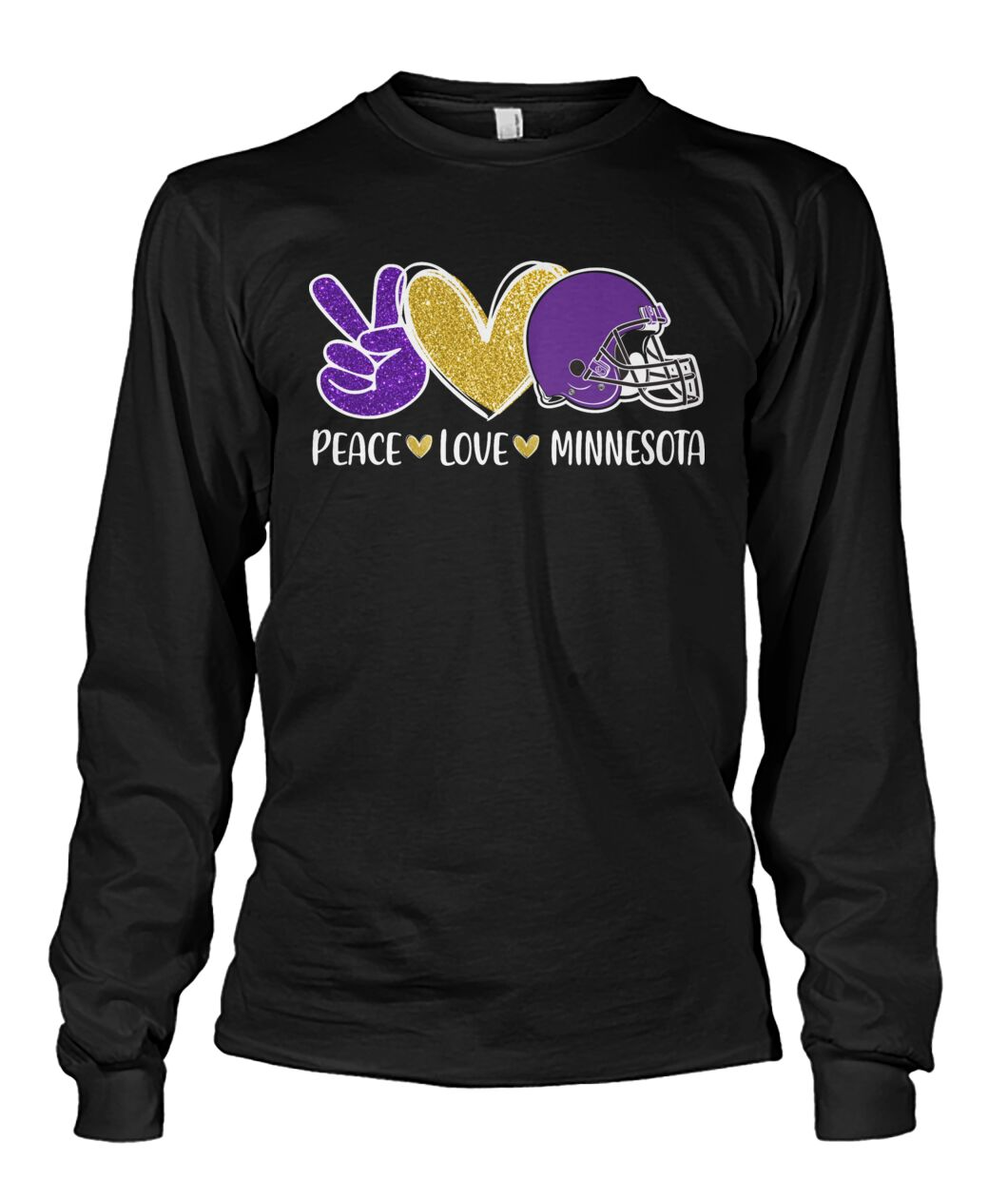 Minnesota American Football Peace Purple Gold Long Sleeve Shirt, Perfect Outfit For Men Women Family Love Minnesota Football Sport Lovers